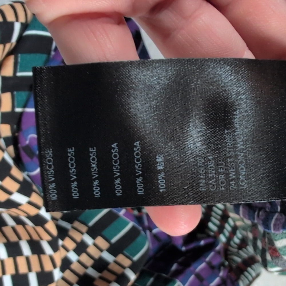 118-Anthropologie Black and Purple‎ Long Sleeve Dress - Picture 7 of 8
